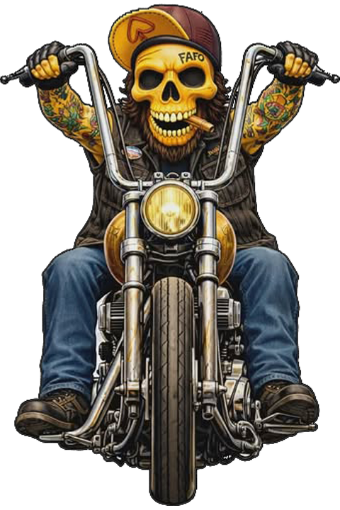Twin Lakes Rally skull biker artwork